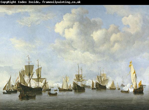 willem van de velde  the younger The Dutch Fleet in the Goeree Straits